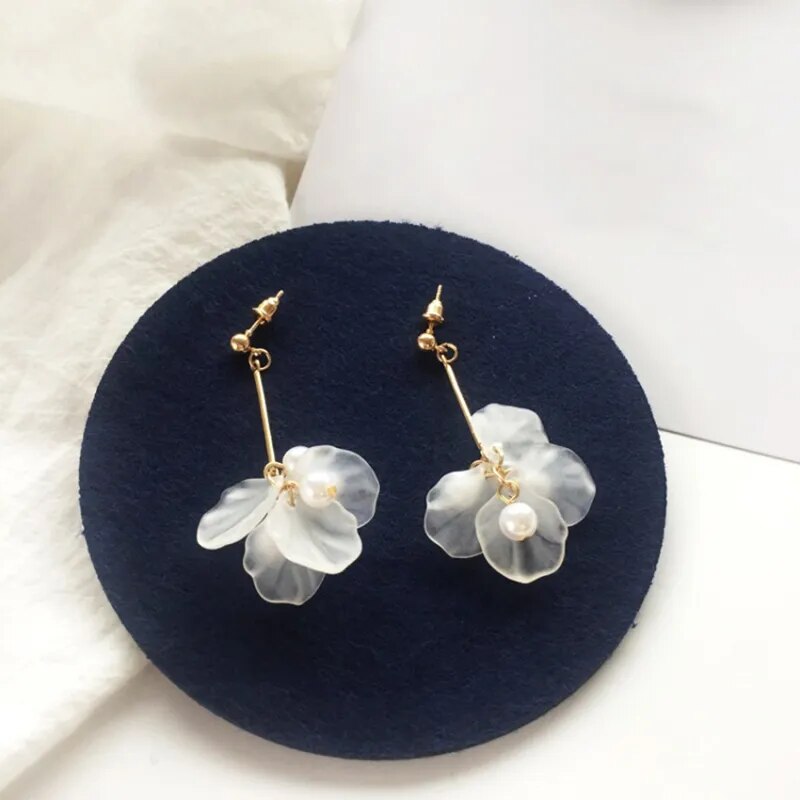 White Floral Earrings
